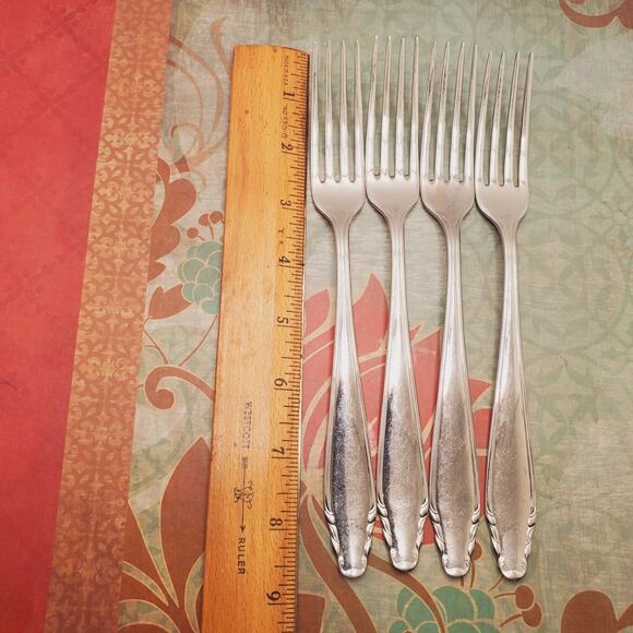 German Stainless Flatware Rostfrei 4 Dinner Forks Simple Design - Picture 4 of 5